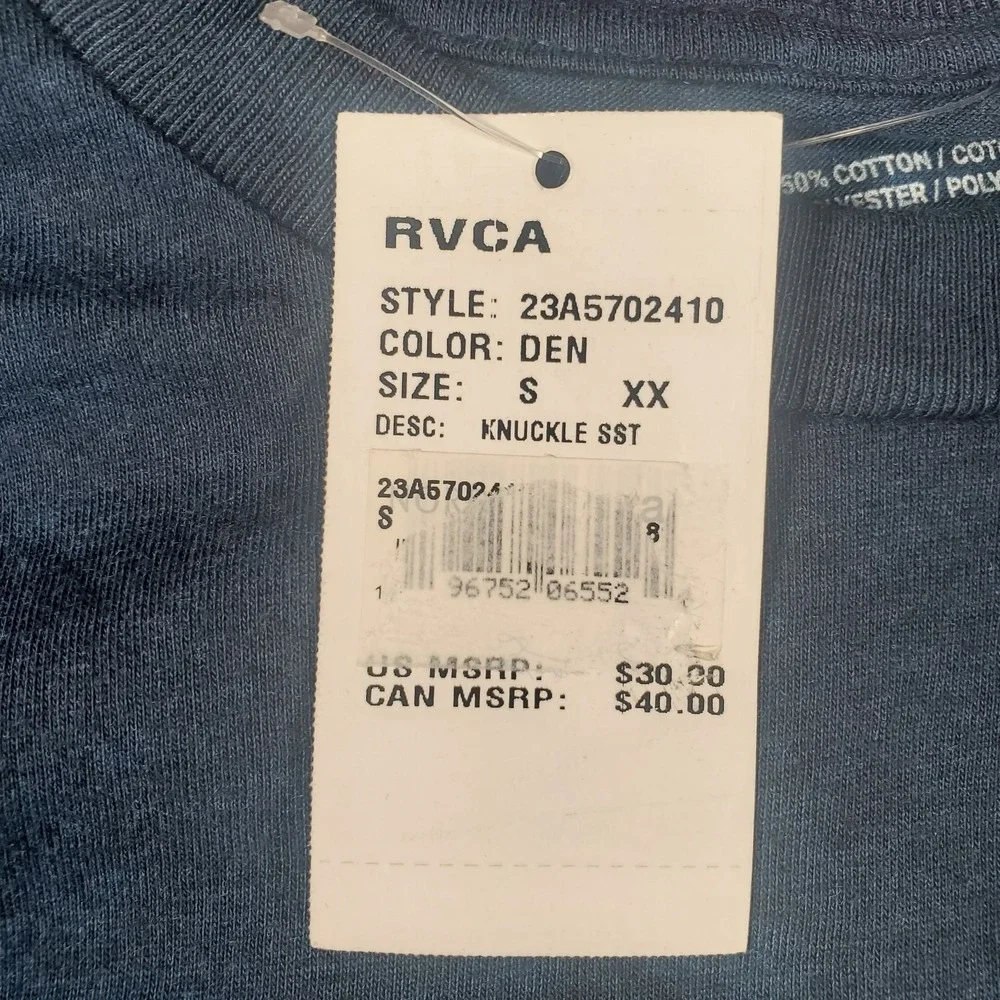 NWT RVCA Peace‎ Bones Knuckles Men's Small Short Sleeve T-Shirt Grey MSRP: $30